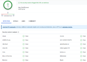 Check trang web lode88.group bằng website check virus VirusTotal
